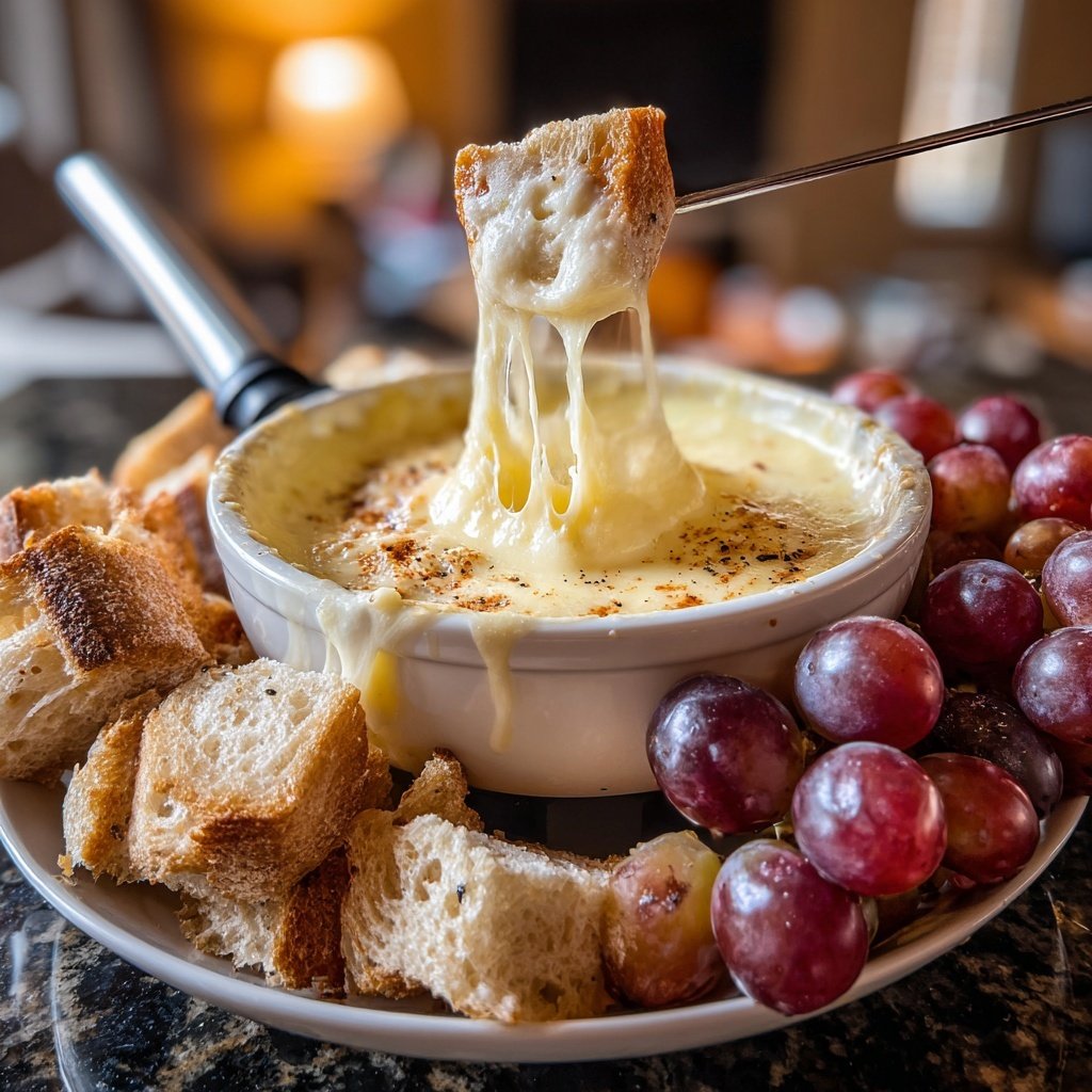 Fondue Beilage Trauben und Apfelscheiben
