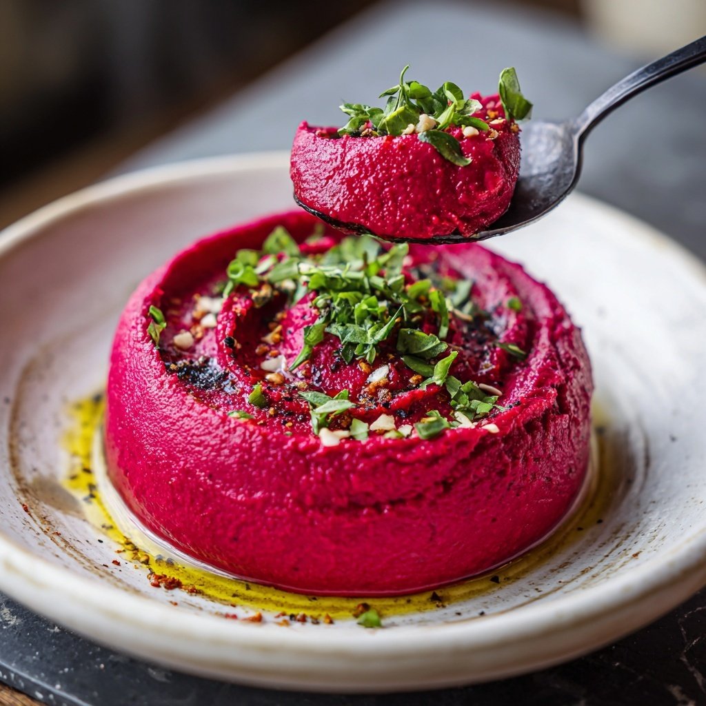 Ziegenkäse-Crème auf Rote-Bete-Püree