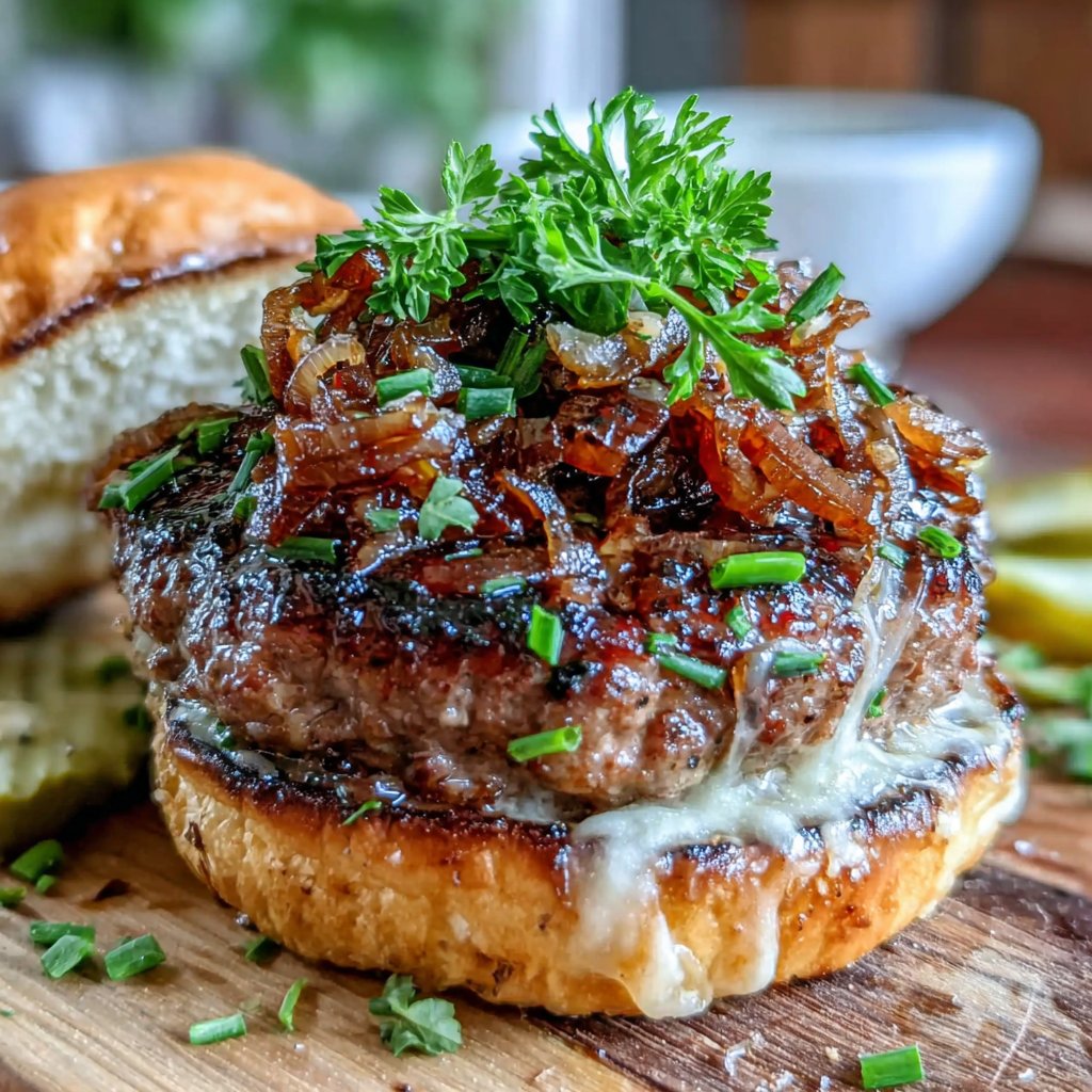Grill-Hamburger mit Marinierten Zwiebeln