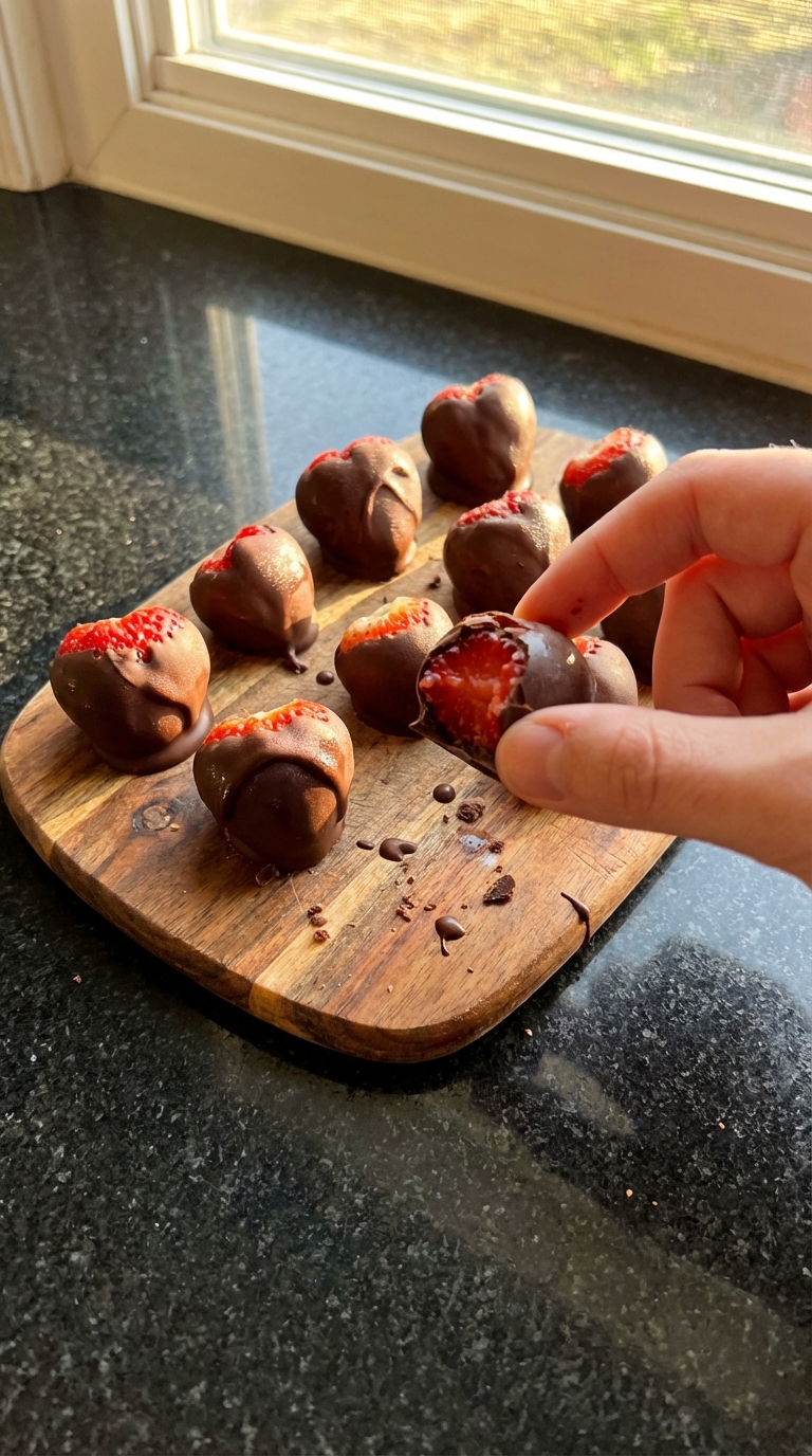 Schokoüberzogene Erdbeer Frozen Häppchen​