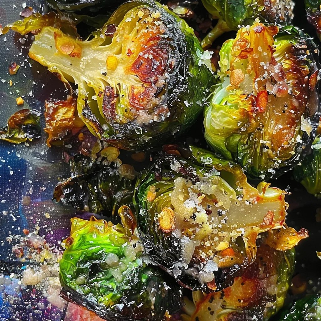 Knusprige Knoblauch Parmesan Rosenkohl