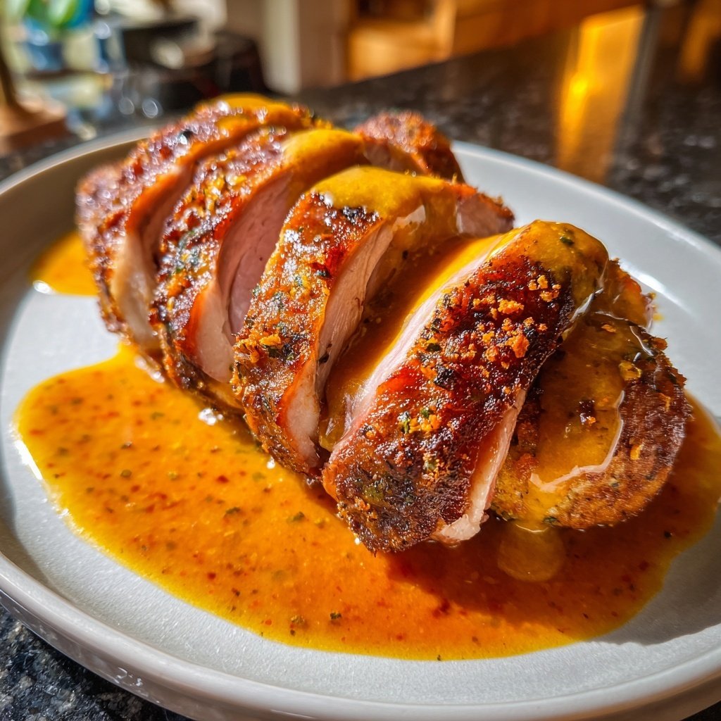 Knusprige Entenbrust mit Orangensauce und Kartoffelknödeln​