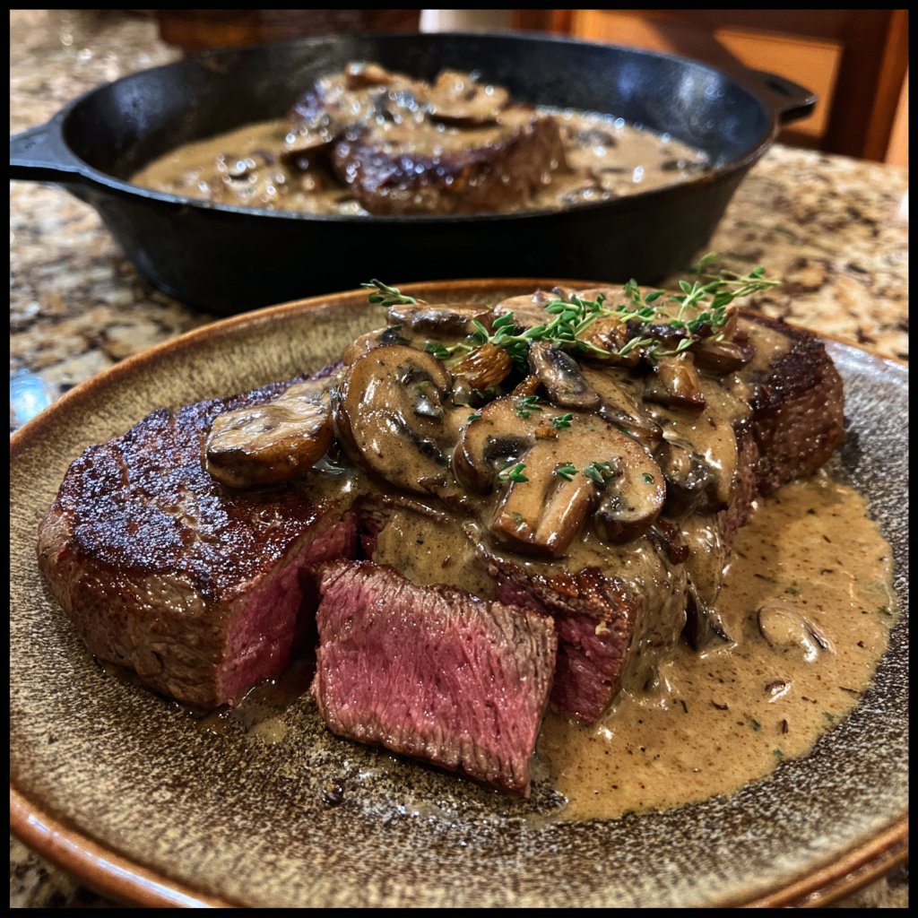 One-Pan Hüftsteak Pilz Soße