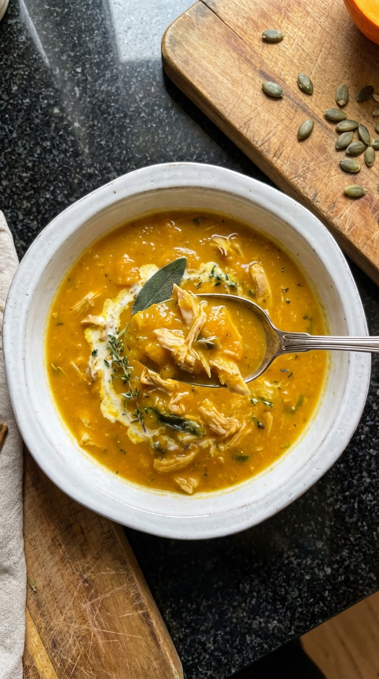 Kürbis Hähnchen Suppe Überraschung