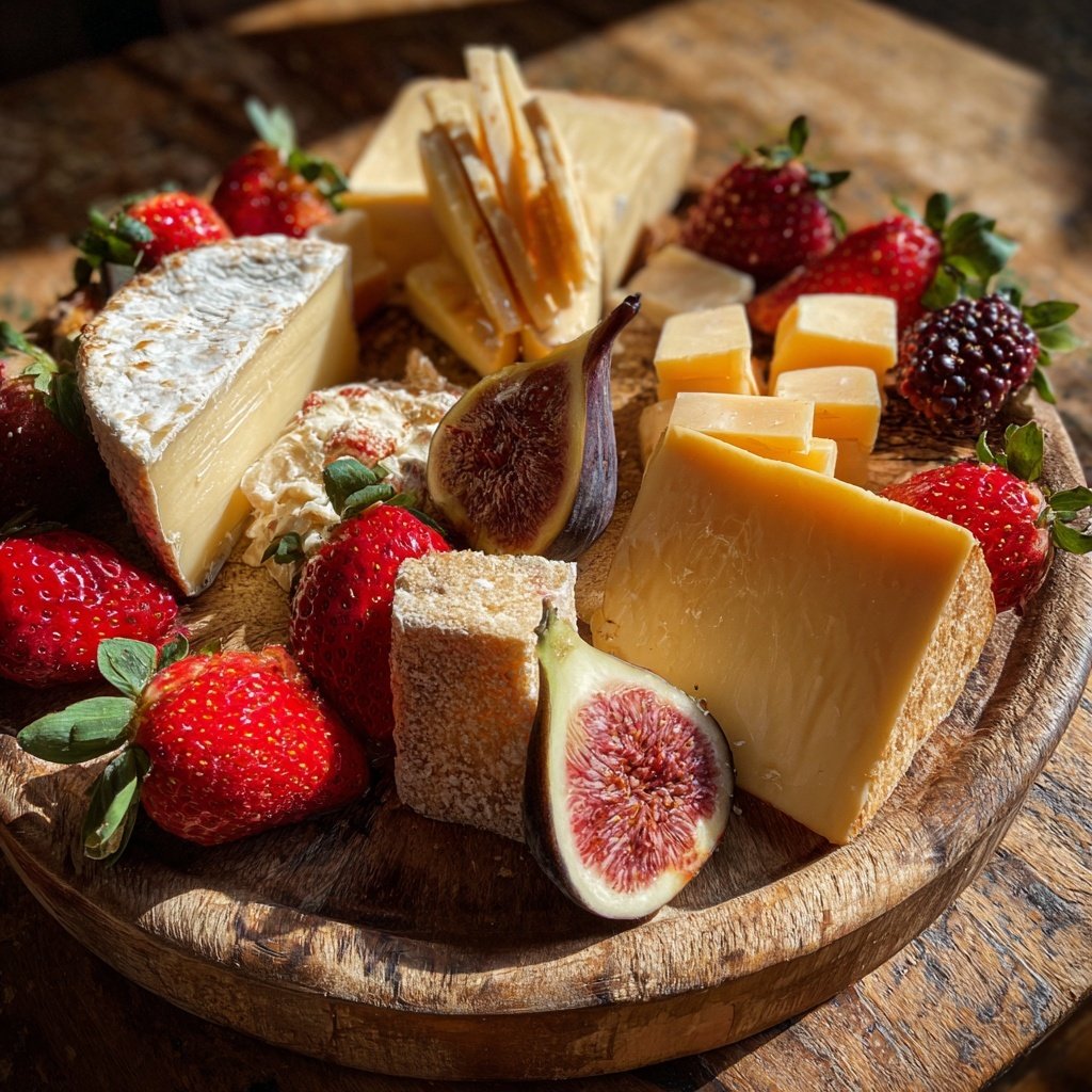 Grazing Board mit Käse und Früchten