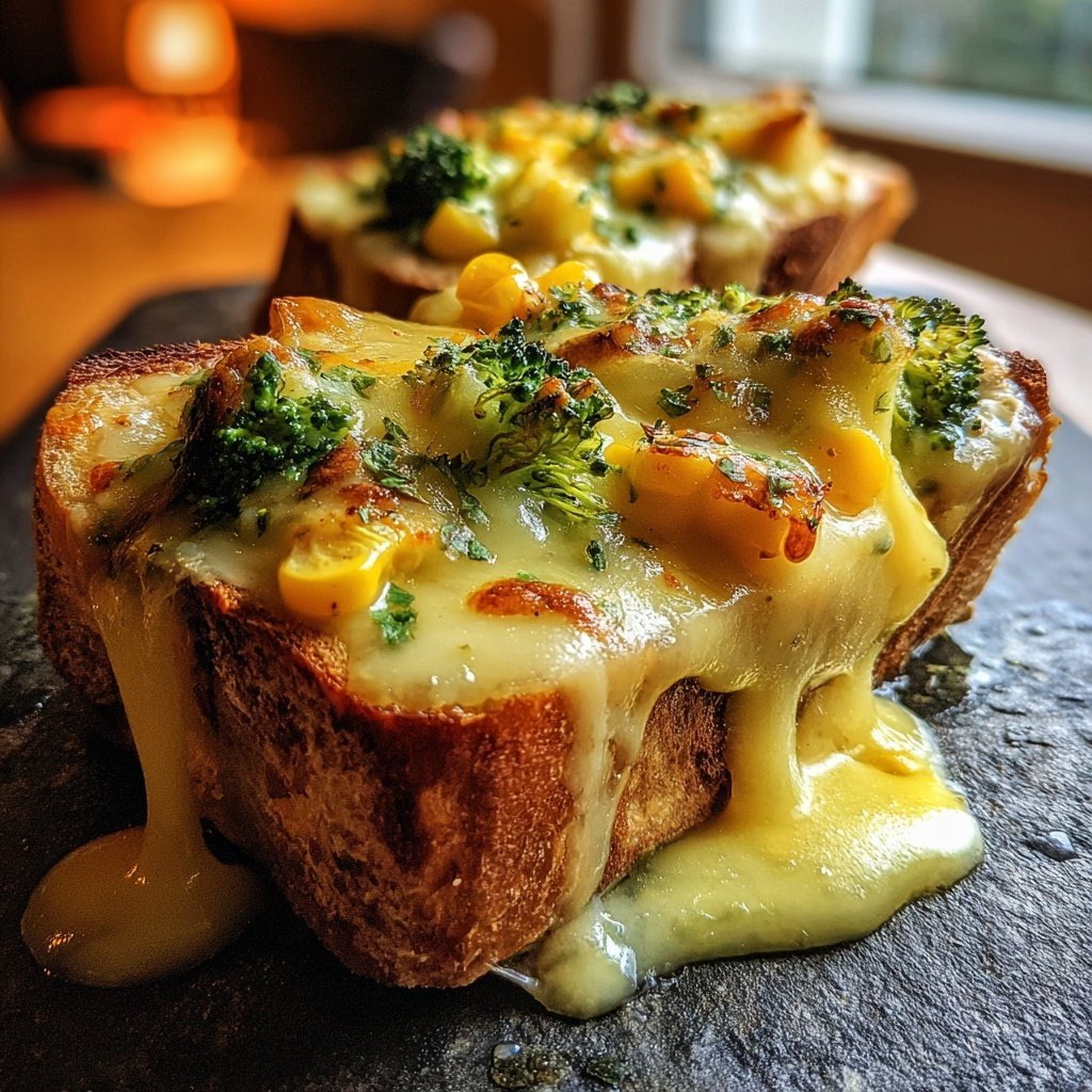 Raclette-Pfännchen mit Brokkoli, Mais und Käsehaube​