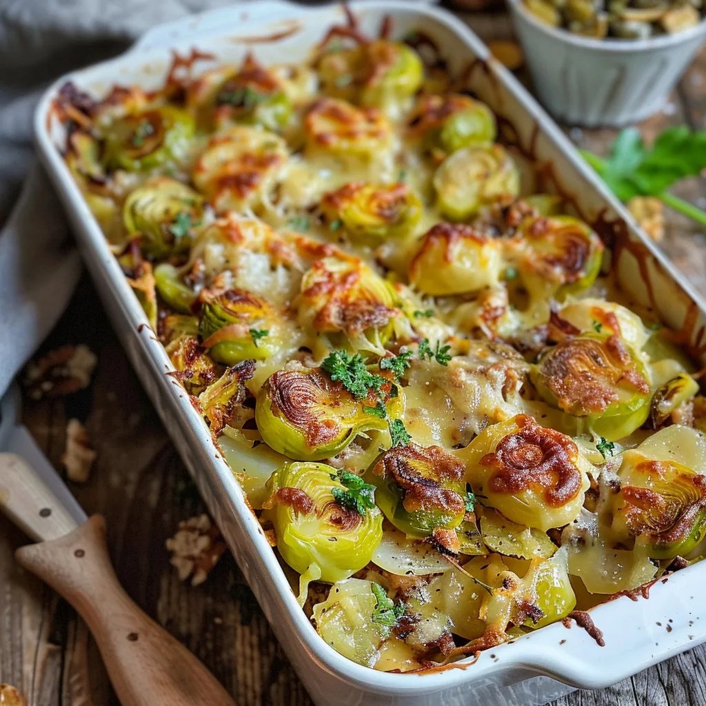 Rosenkohl Auflauf mit Kartoffel und Hackfleisch