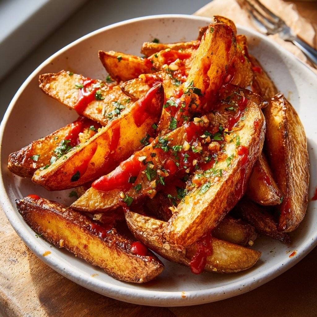 Sriracha Knoblauch Bratkartoffeln