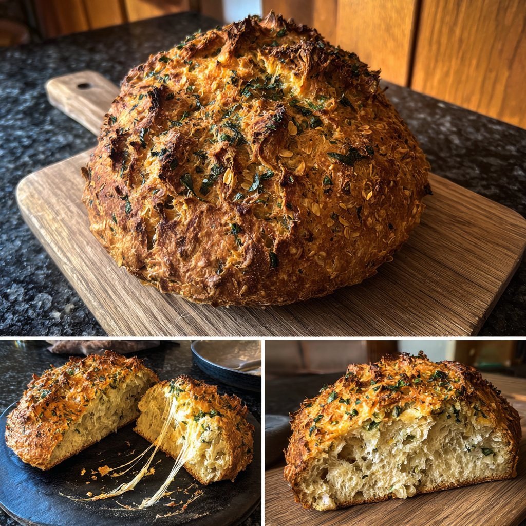 Knoblauch Brot mit Kräuter Kruste
