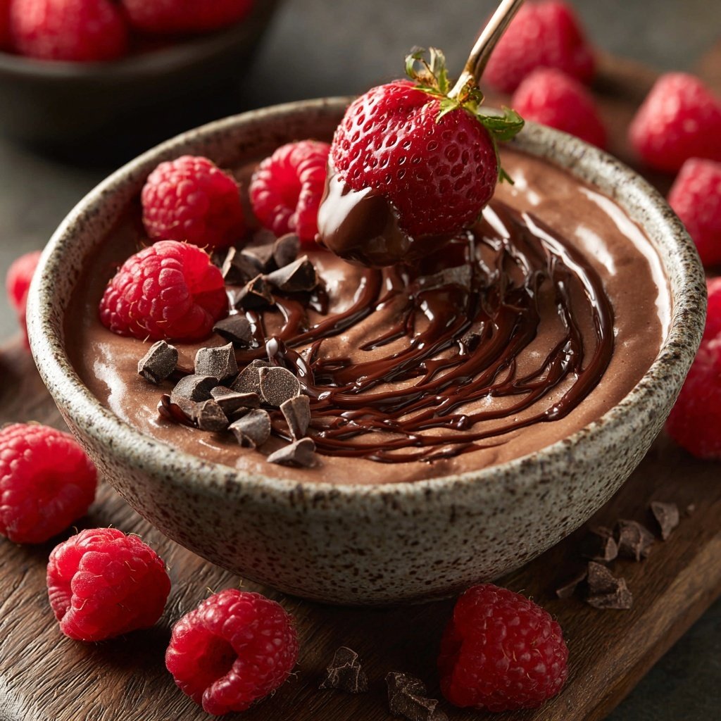 Leidenschaftliches Himbeer Schokoladen Fondue