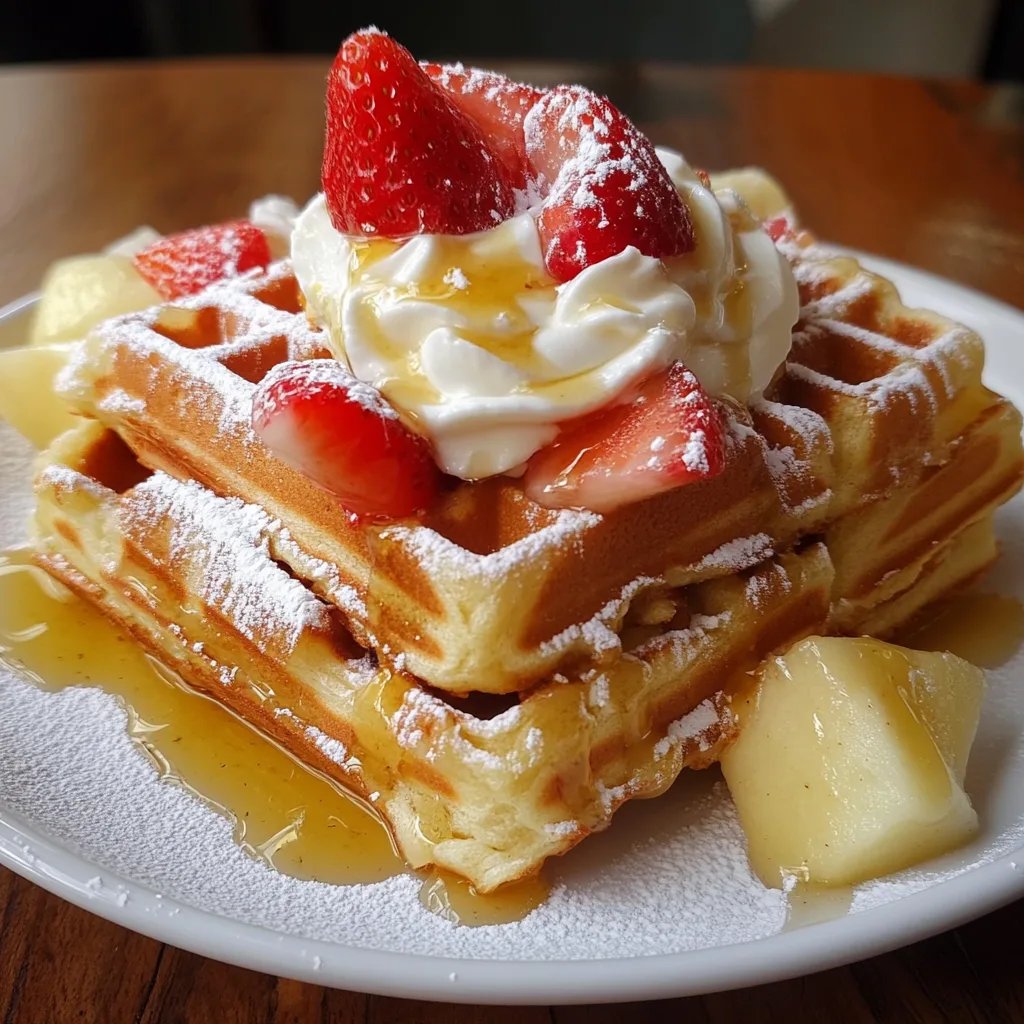 Apfel-Zimt-Waffeln mit Vanillesauce