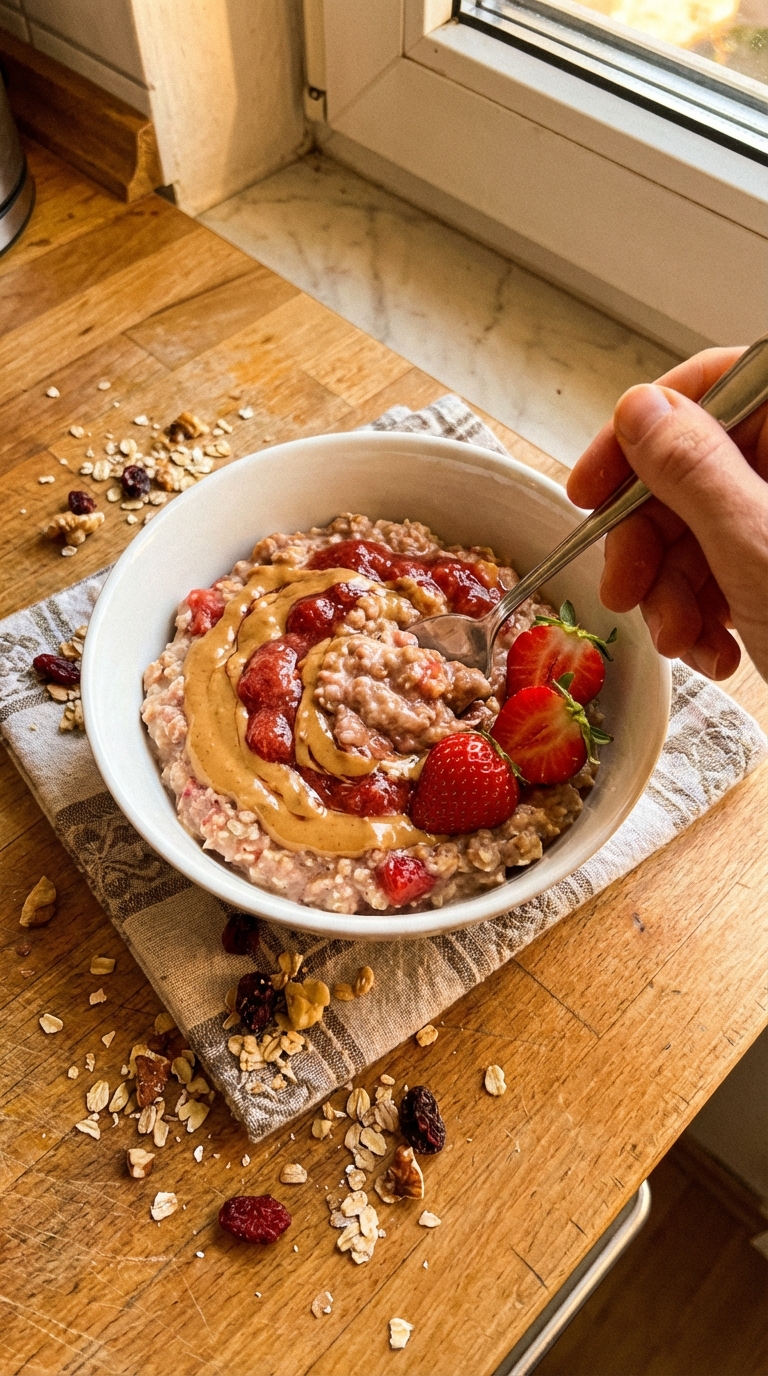 Erdnussbutter Erdbeer Oats​