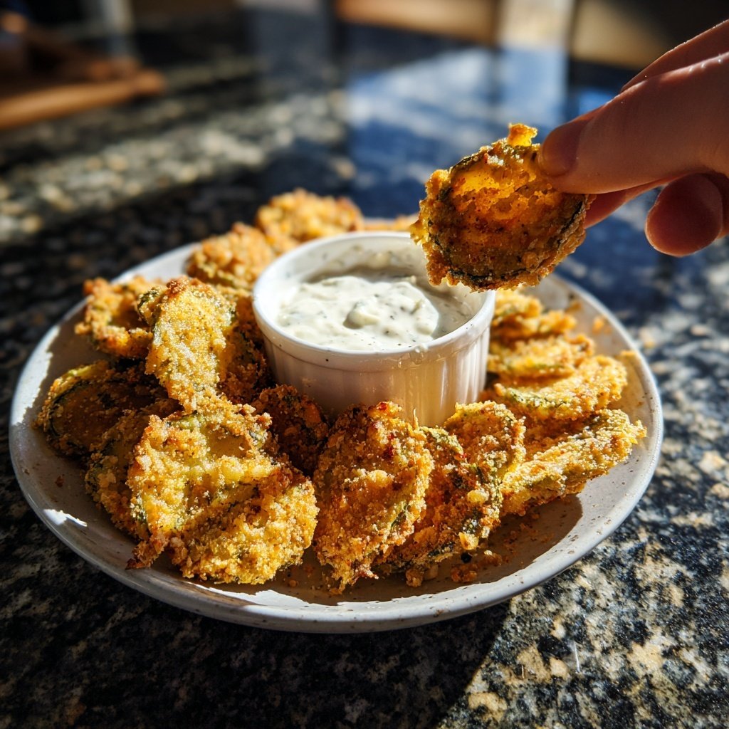 Knusprige Gurkenchips mit Dip