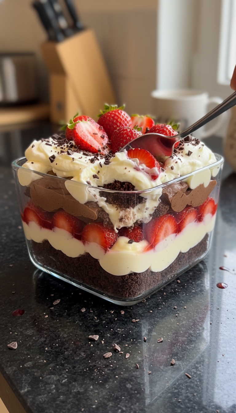 Schoko Erdbeer Trifle Schichten​