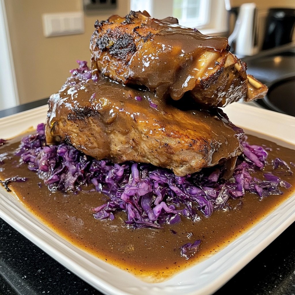 Deftiger Hausmannskost-Rinderbraten mit Rotkohl