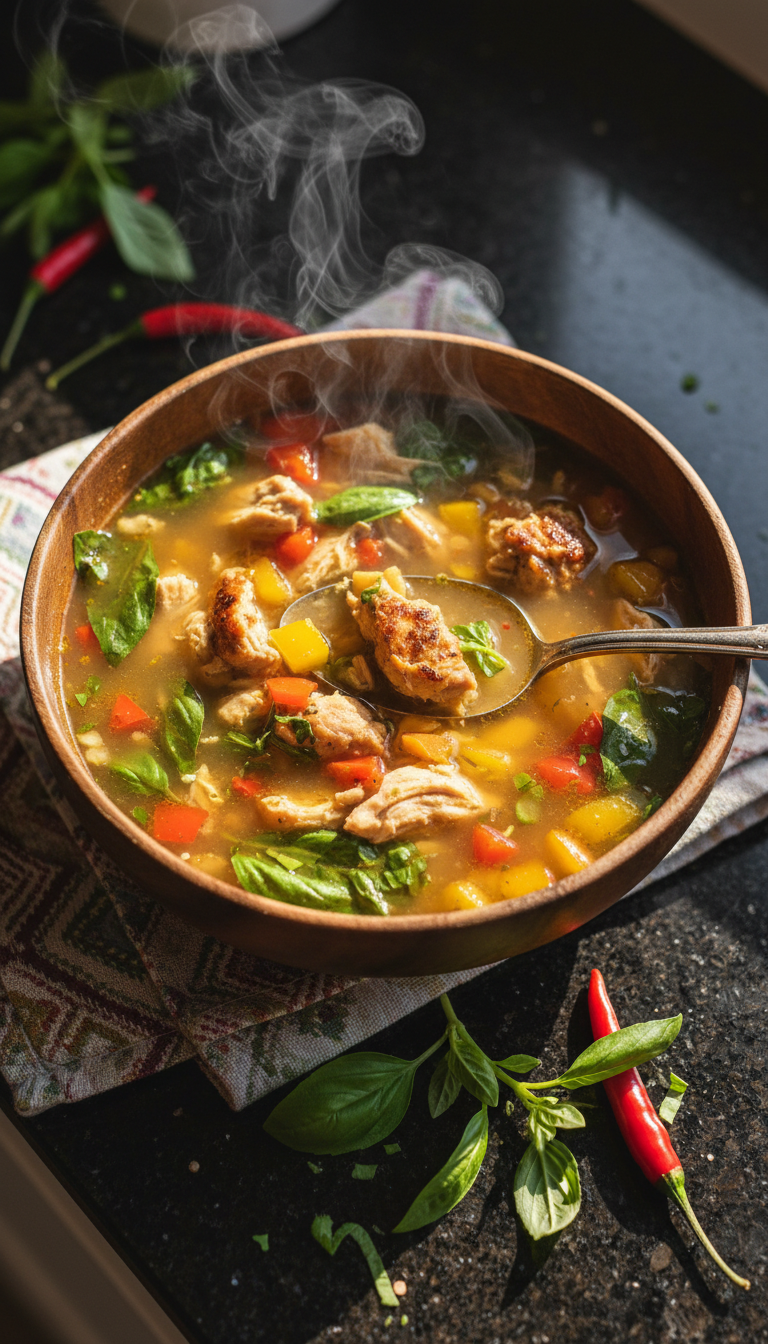 Thai Basilikum Hähnchen Suppe